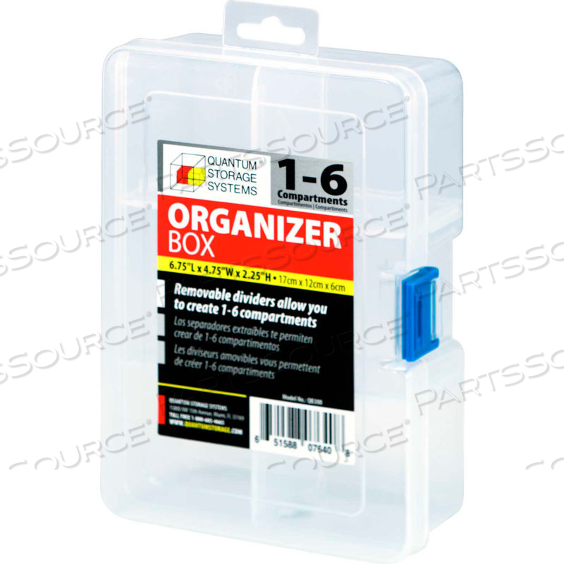ORGANIZER BOX - 1-6 ADJUSTABLE COMPARTMENTS - 6-3/4"L X 4-3/4"W X 2-1/4"H by Quantum Storage Systems