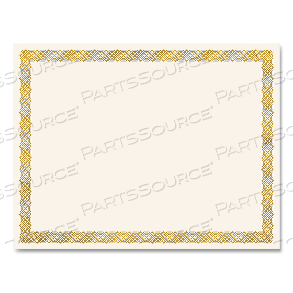 FOIL BORDER CERTIFICATES, 8.5 X 11, IVORY/GOLD WITH GOLD BRAIDED BORDER by Great Papers