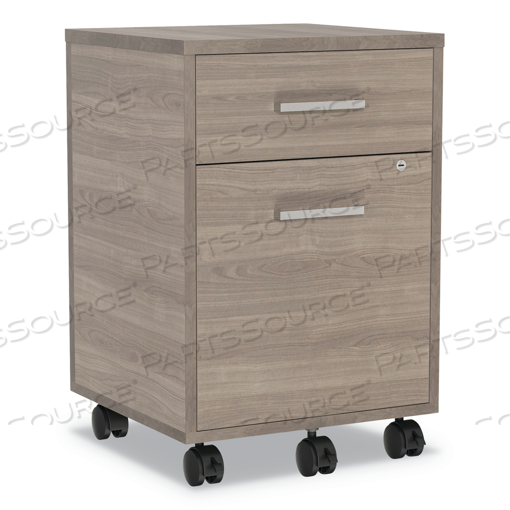 URBAN MOBILE FILE PEDESTAL, LEFT OR RIGHT, 2-DRAWERS: BOX/FILE, LEGAL/A4, NATURAL WALNUT, 16" X 15.25" X 23.75" by Linea Italia Inc