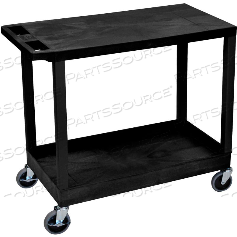 E-SERIES PLASTIC UTILITY TUB CART, 3 SHELF, 35-1/4"LX18"WX35-1/4"H, BLACK by Luxor