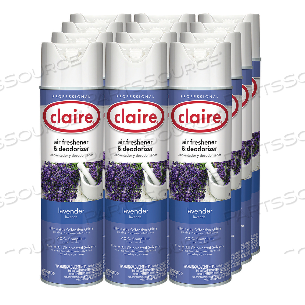 AEROSOL AIR FRESHENER AND DEODORIZER, LAVENDER, 10 OZ AEROSOL SPRAY, 12 CANS by Claire