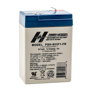 POWER-SONIC 6 VOLT 5.5 AH SEALED LEAD ACID REPLACEMENT BATTERY by R&D Batteries, Inc.