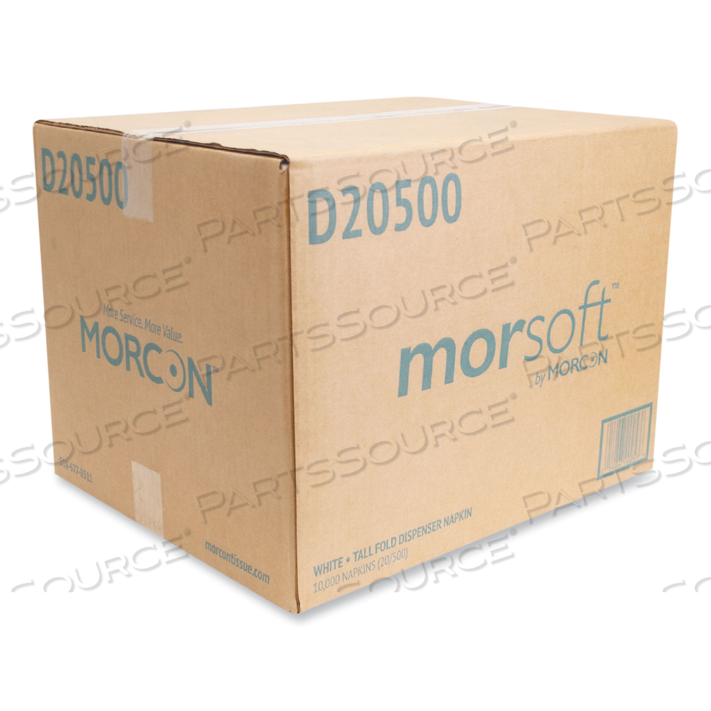 MORSOFT DISPENSER NAPKINS, 1-PLY, 6 X 13.5, WHITE by Morcon Tissue