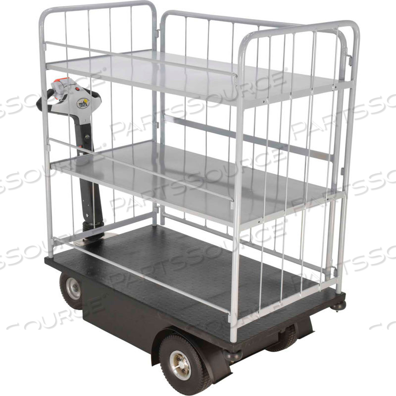 3 SHELF BATTERY POWERED TRACTION DRIVE PLATFORM TRUCK 500 LB. CAP. by Vestil Manufacturing Corp.