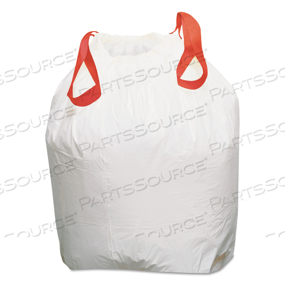 HEAVY-DUTY TRASH BAGS, 13 GAL, 0.9 MIL, 24.5" X 27.38", WHITE, 50 BAGS/ROLL by Draw 'n Tie