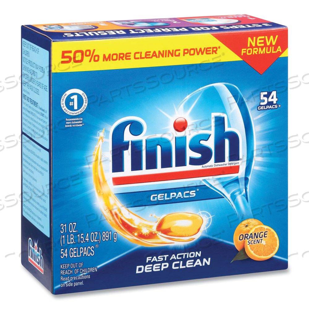 DISH DETERGENT GELPACS, ORANGE SCENT, 54/BOX by Finish