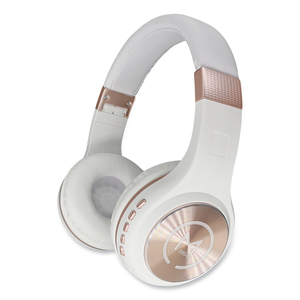 SERENITY STEREO WIRELESS HEADPHONES WITH MICROPHONE, 3 FT CORD, WHITE/ROSE GOLD by Morpheus 360