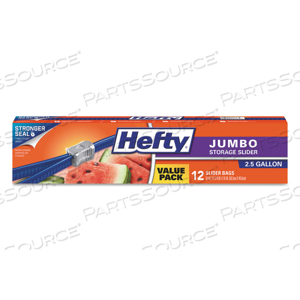 SLIDER BAGS, 2.5 GAL, 0.9 MIL, 14.38" X 9", CLEAR by Hefty SLIDER BAGS, 2.5 GAL, 0.9 MIL, 14.38" X 9", CLEAR by Hefty