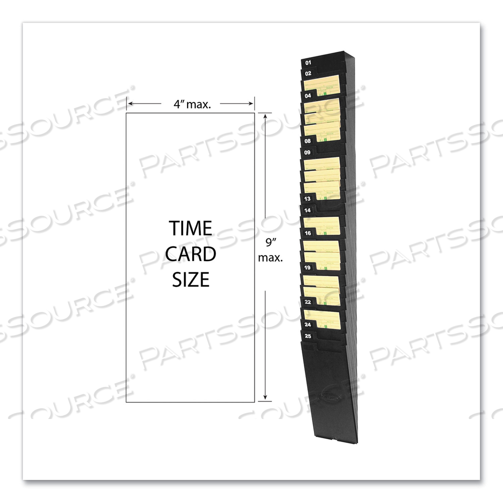 TIME CARD RACK FOR 9" CARDS, 25 POCKETS, ABS PLASTIC, BLACK by Lathem Time