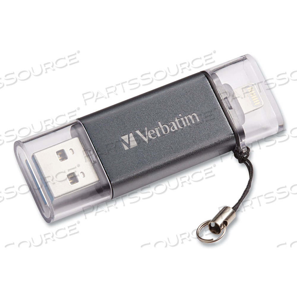 STORE 'N' GO DUAL USB 3.0 FLASH DRIVE FOR APPLE LIGHTNING DEVICES, 64 GB, GRAPHITE by Verbatim