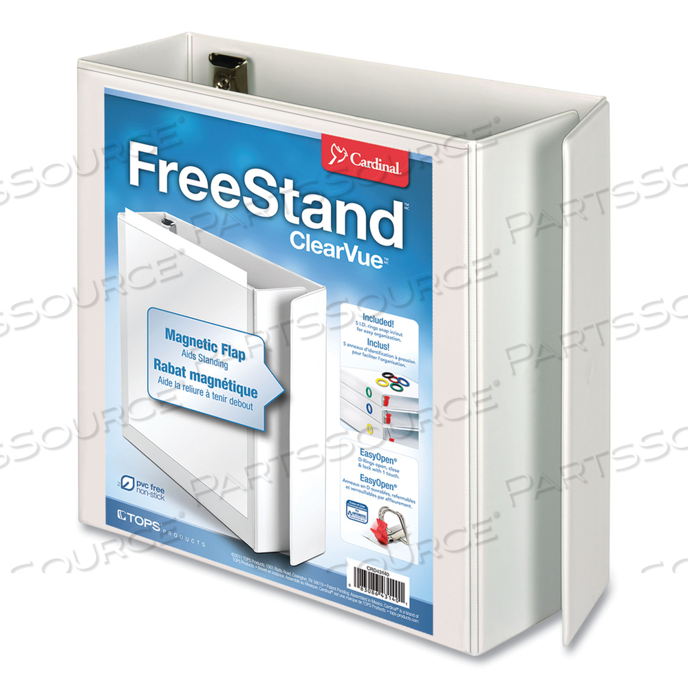 FREESTAND EASY OPEN LOCKING SLANT-D RING BINDER, 3 RINGS, 4" CAPACITY, 11 X 8.5, WHITE by Cardinal