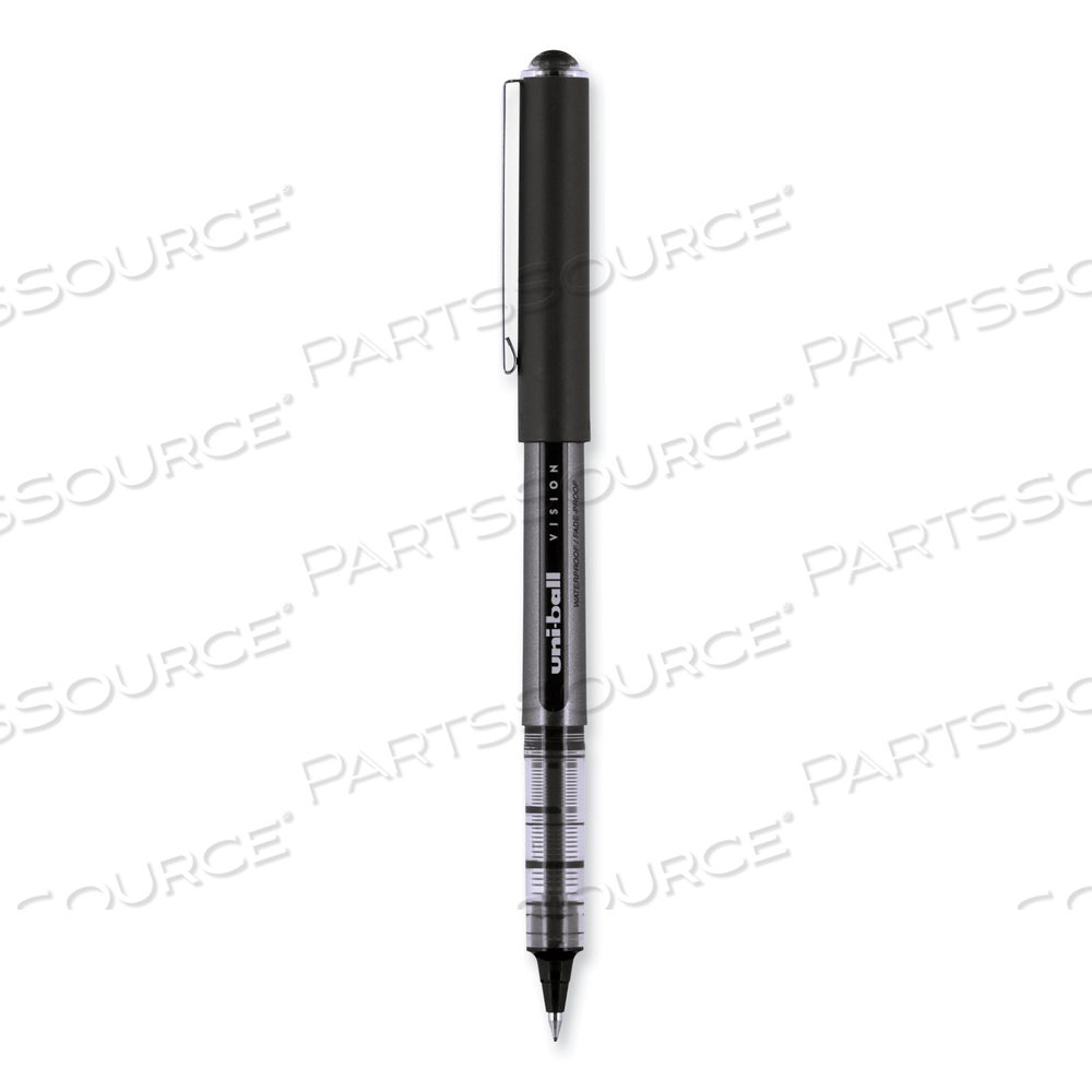 VISION ROLLER BALL PEN, STICK, MICRO 0.5 MM, BLACK INK, BLACK/GRAY BARREL by Uni-Ball