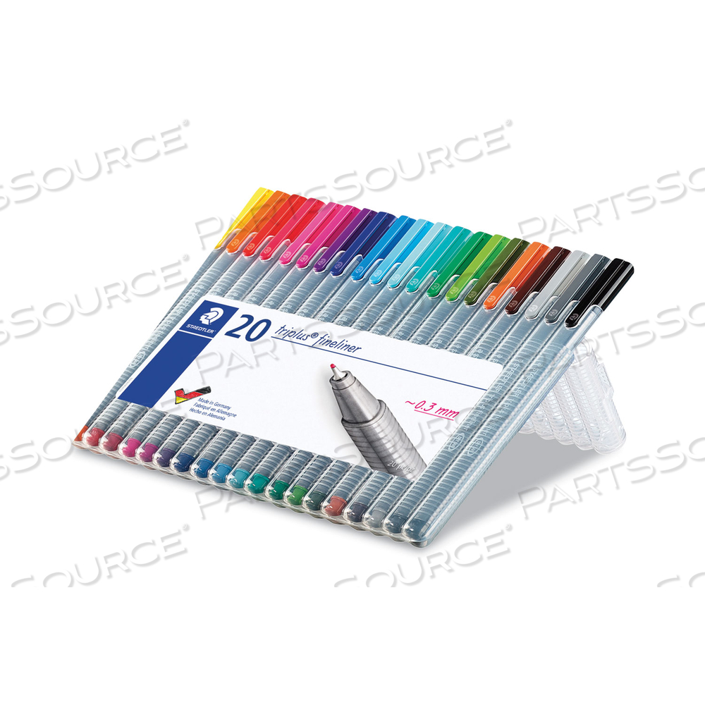 TRIPLUS FINELINER POROUS POINT PEN, STICK, EXTRA-FINE 0.3 MM, ASSORTED INK COLORS, SILVER BARREL by Staedtler TRIPLUS FINELINER POROUS POINT PEN, STICK, EXTRA-FINE 0.3 MM, ASSORTED INK COLORS, SILVER BARREL by Staedtler