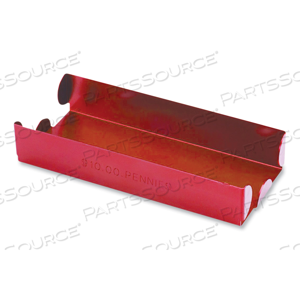 METAL COIN TRAY, PENNIES, STACKABLE, 3.5 X 10 X 1.75, RED METAL COIN TRAY, PENNIES, STACKABLE, 3.5 X 10 X 1.75, RED