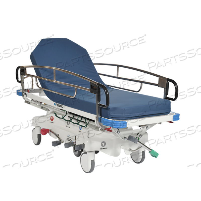 7500-N GUARDIAN PACKAGE, INCLUDES 7500-N STRETCHER WITH INSTANT STEER 6TH WHEEL STEERING, QUICK-RELEASE O2 HOLDER,SIDERAIL UPGRADE- DUAL RELEASE SIDERAILS. MADE WITH CUVERRO BACTERICIDAL COPPER ALLOY (#750302), 4" PREMIUM MATTRESS (#5851002), FOLD DOWN IV POLE (#59175001), I by Pedigo Products, Inc.