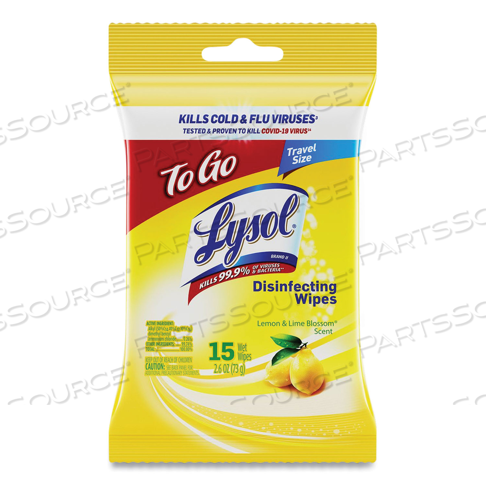 DISINFECTING WIPES FLATPACKS, 1-PLY, 6.69 X 7.87, LEMON AND LIME BLOSSOM, WHITE, 15 WIPES/FLAT PACK by Lysol