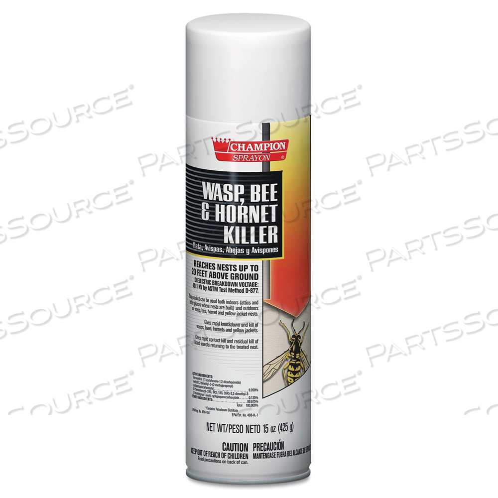 CHAMPION SPRAYON WASP, BEE AND HORNET KILLER, 15 OZ AEROSOL SPRAY by Chase Products Co. CHAMPION SPRAYON WASP, BEE AND HORNET KILLER, 15 OZ AEROSOL SPRAY by Chase Products Co.