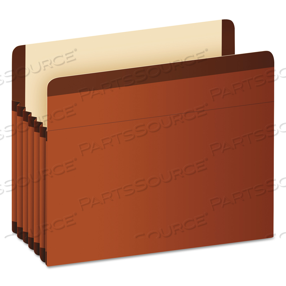 PREMIUM REINFORCED EXPANDING FILE POCKETS, 5.25" EXPANSION, LEGAL SIZE, RED FIBER by Esselte Pendaflex Corp.