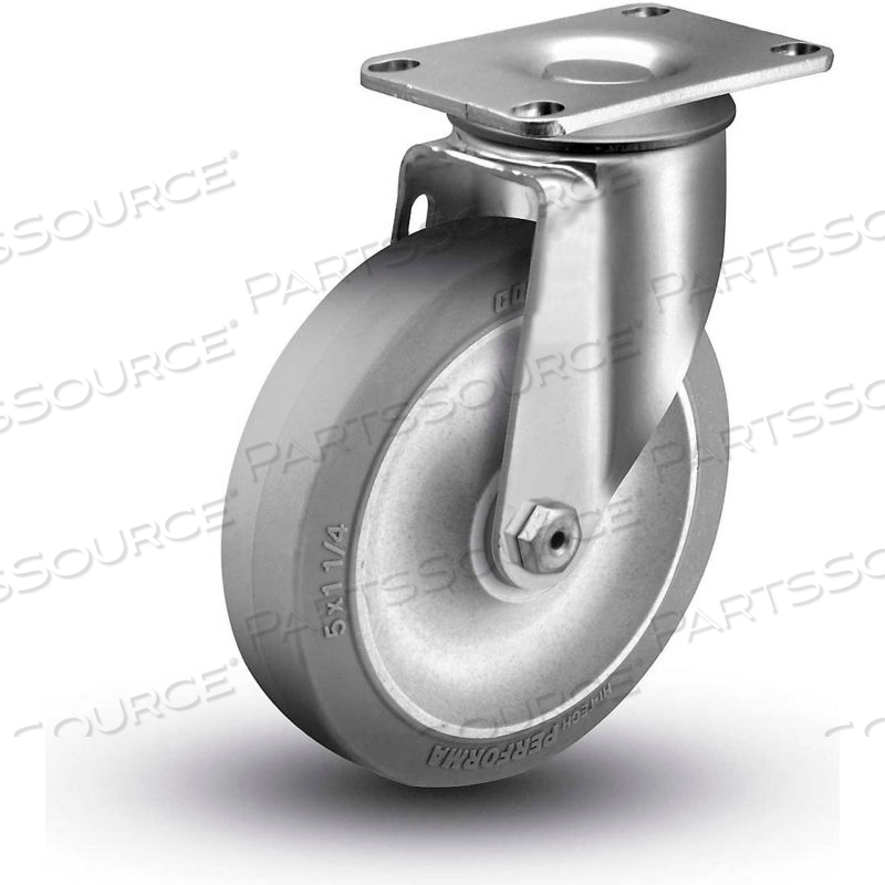 2 SERIES SWIVEL PLATE CASTER - RUBBER ON POLYOLEFIN 5" DIA. 325 LB. CAP. by Colson