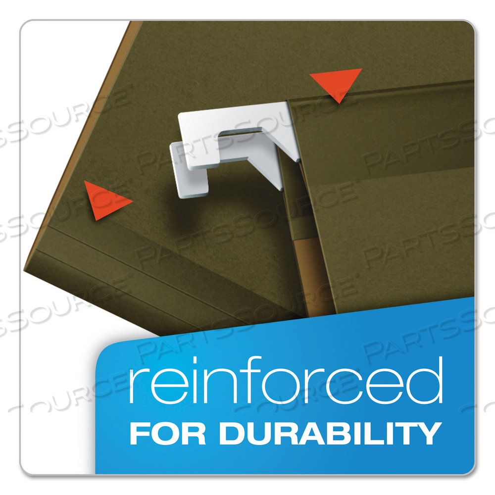 REINFORCED HANGING FILE FOLDERS WITH PRINTABLE TAB INSERTS, LEGAL SIZE, 1/3-CUT TABS, STANDARD GREEN by Esselte Pendaflex Corp. REINFORCED HANGING FILE FOLDERS WITH PRINTABLE TAB INSERTS, LEGAL SIZE, 1/3-CUT TABS, STANDARD GREEN by Esselte Pendaflex Corp.