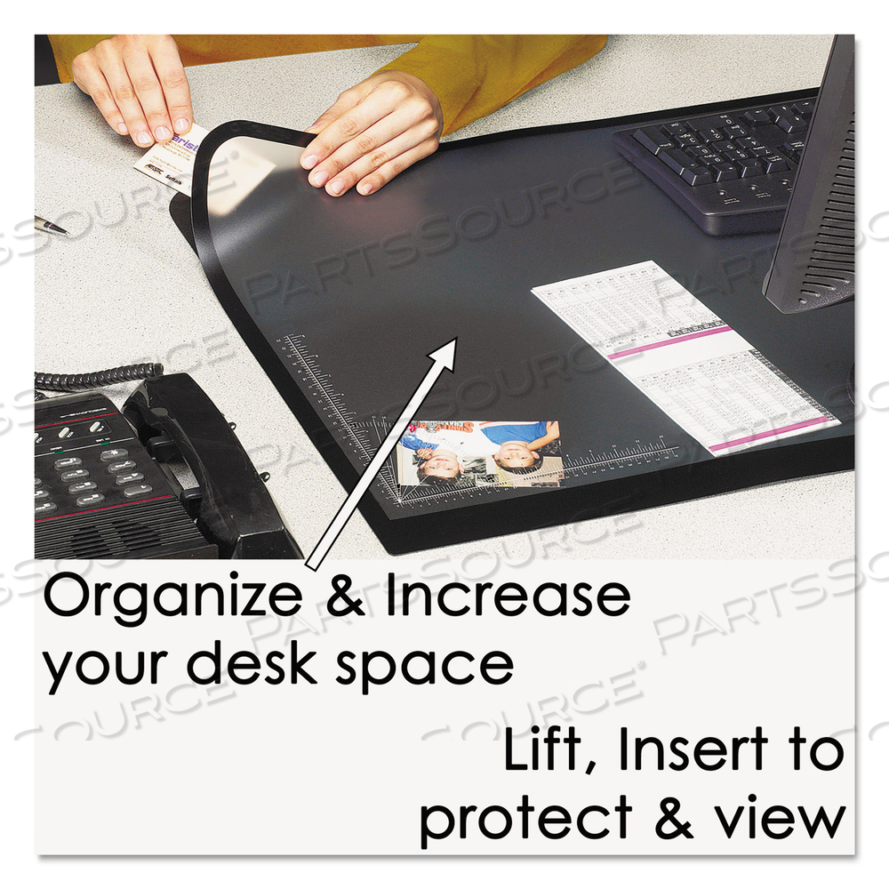 LIFT-TOP PAD DESKTOP ORGANIZER, WITH CLEAR OVERLAY, 31 X 20, BLACK by Artistic