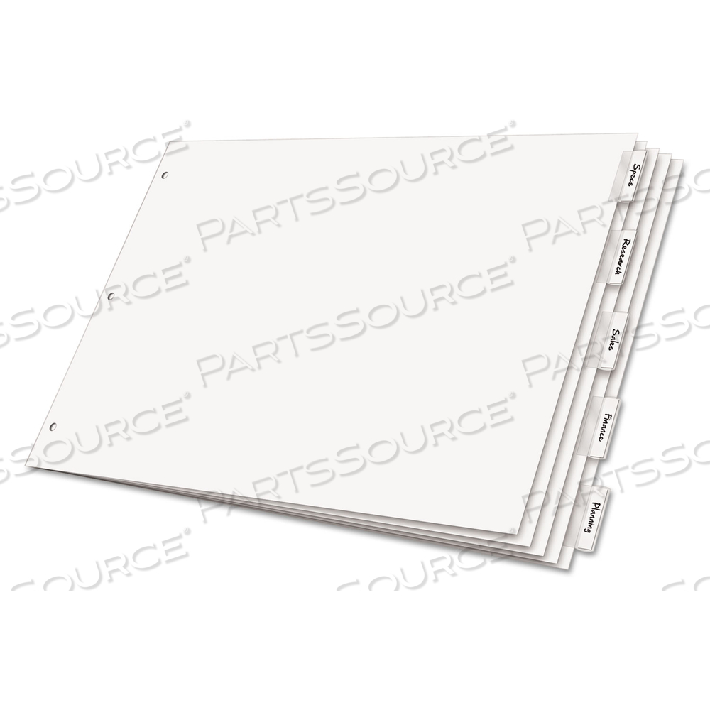PAPER INSERTABLE DIVIDERS, 5-TAB, 11 X 17, WHITE, CLEAR TABS, 1 SET by Cardinal