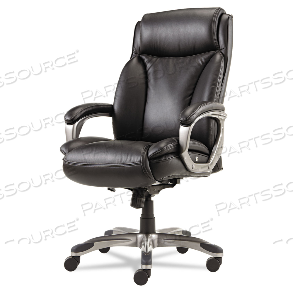 ALERA VEON SERIES EXECUTIVE HIGH-BACK BONDED LEATHER CHAIR, SUPPORTS UP TO 275 LB, BLACK SEAT/BACK, GRAPHITE BASE 