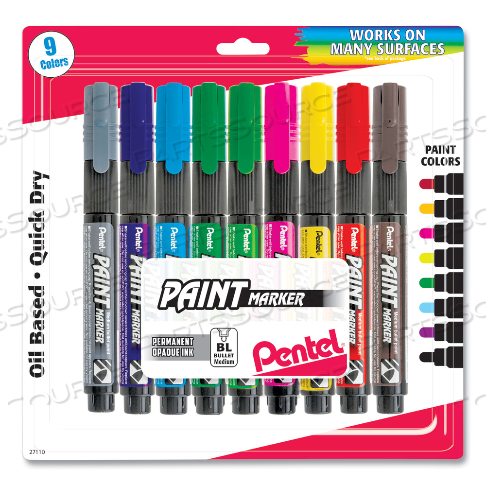 OPAQUE BULLET TIP PAINT MARKERS, MEDIUM BULLET TIP, ASSORTED COLORS by Pentel of America OPAQUE BULLET TIP PAINT MARKERS, MEDIUM BULLET TIP, ASSORTED COLORS by Pentel of America