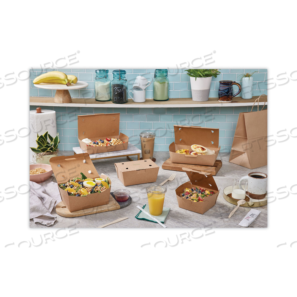 EARTHCHOICE TAMPER EVIDENT ONEBOX PAPER BOX, 9.04 X 4.85 X 2.75, KRAFT by Pactiv