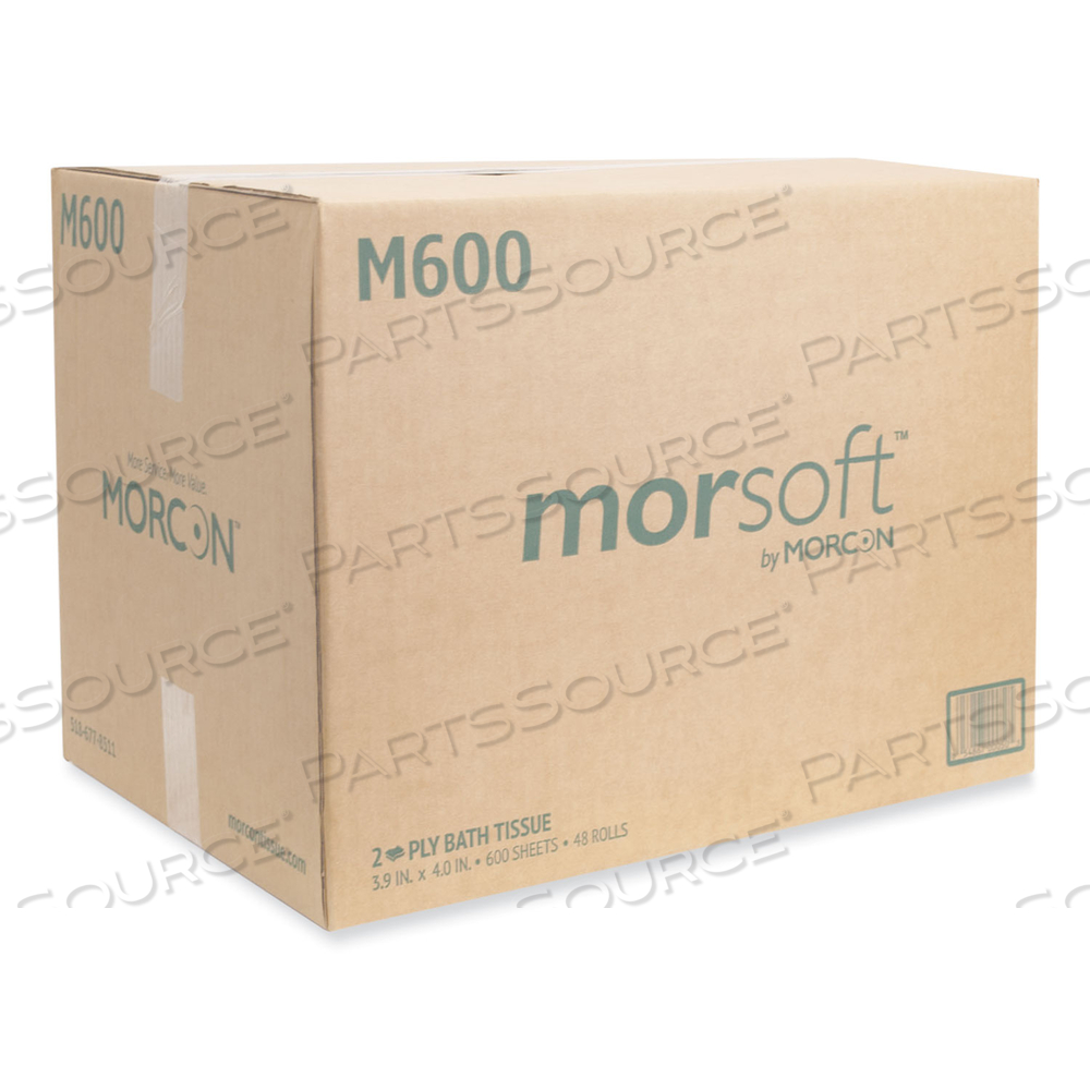MORSOFT CONTROLLED BATH TISSUE, SEPTIC SAFE, 2-PLY, WHITE, 600 SHEETS/ROLL by Morcon Tissue