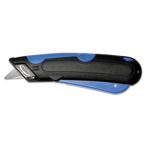 EASYCUT CUTTER KNIFE W/SELF-RETRACTING SAFETY-TIPPED BLADE, 6" PLASTIC HANDLE, BLACK/BLUE by Cosco