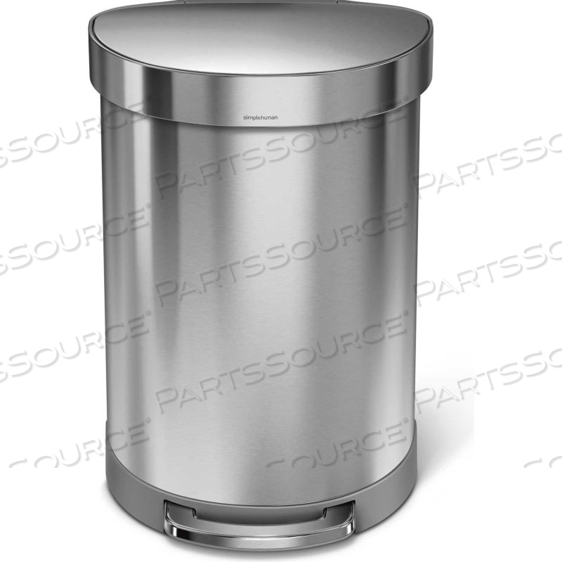 SEMI-ROUND STEP CAN, 16 GALLON BRUSHED SS by Simplehuman SEMI-ROUND STEP CAN, 16 GALLON BRUSHED SS by Simplehuman