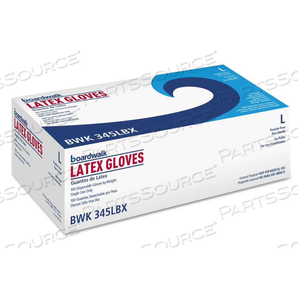 GENERAL-PURPOSE LATEX GLOVES, POWDER-FREE, 4.4 MIL, LARGE, NATURAL by Boardwalk
