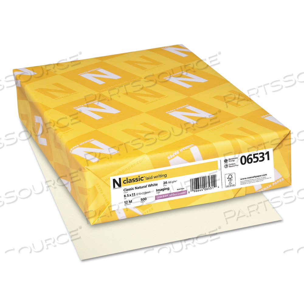 CLASSIC LAID STATIONERY, 24 LB BOND WEIGHT, 8.5 X 11, CLASSIC NATURAL WHITE, 500/REAM by Neenah