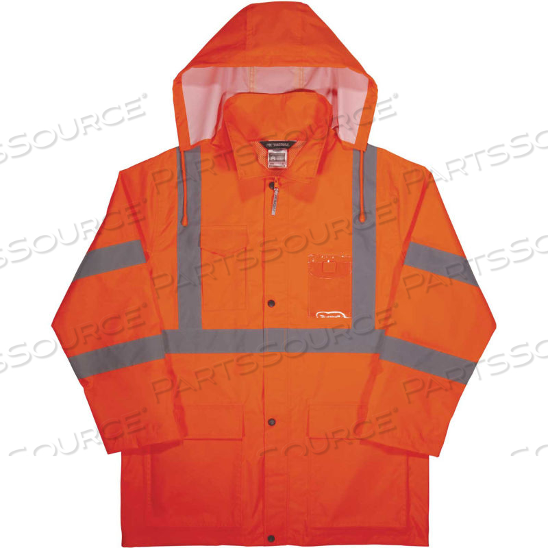 TYPE R CLASS 3 LIGHTWEIGHT HI-VIS RAIN JACKET, ORANGE, L by Ergodyne