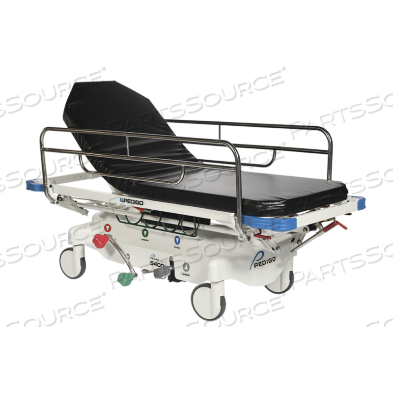5400-N SPECIAL PACKAGE - INCLUDES 5400-N STRETCHER WITH TRUE DIRECTION STEERING, GREY BUMPER, 3" MATTRESS (#5828002), IV POLE (#2101), QUICK-RELEASE O2 HOLDER, (#750213) AND PATIENT BELONGINGS BAG HOOK (#750706). by Pedigo Products, Inc.