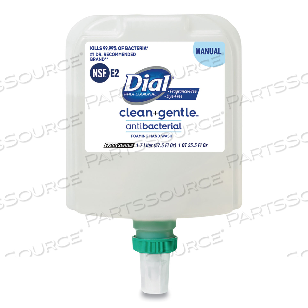 CLEAN+GENTLE ANTIBACTERIAL FOAMING HAND WASH REFILL FOR DIAL 1700 DISPENSER, FRAGRANCE FREE, 1.7 L by Dial CLEAN+GENTLE ANTIBACTERIAL FOAMING HAND WASH REFILL FOR DIAL 1700 DISPENSER, FRAGRANCE FREE, 1.7 L by Dial