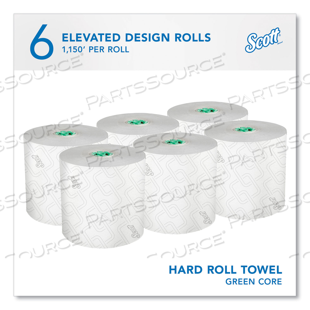 PRO HARD ROLL PAPER TOWELS WITH ELEVATED SCOTT DESIGN FOR SCOTT PRO DISPENSER, GREEN CORE ONLY, 1-PLY, 1,150 FT/CT by Scott