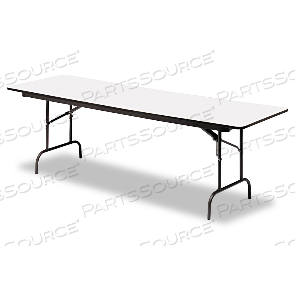OFFICEWORKS COMMERCIAL WOOD-LAMINATE FOLDING TABLE, RECTANGULAR TOP, 96W X 30D X 29H, GRAY/CHARCOAL by Iceberg Enterprises