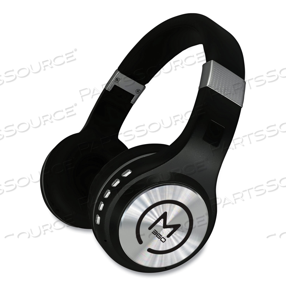 SERENITY STEREO WIRELESS HEADPHONES WITH MICROPHONE, 3 FT CORD, BLACK/SILVER by Morpheus 360