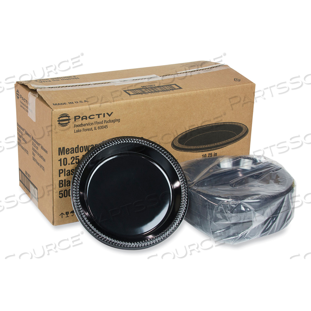 MEADOWARE IMPACT PLASTIC DINNERWARE, PLATE, 10.25" DIA, BLACK 