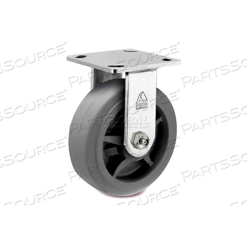 PRISM STAINLESS STEEL RIGID CASTER - THERMAL PLASTIC RUBBER - FLAT TREAD - 4" DIA. by Bassick PRISM STAINLESS STEEL RIGID CASTER - THERMAL PLASTIC RUBBER - FLAT TREAD - 4" DIA. by Bassick