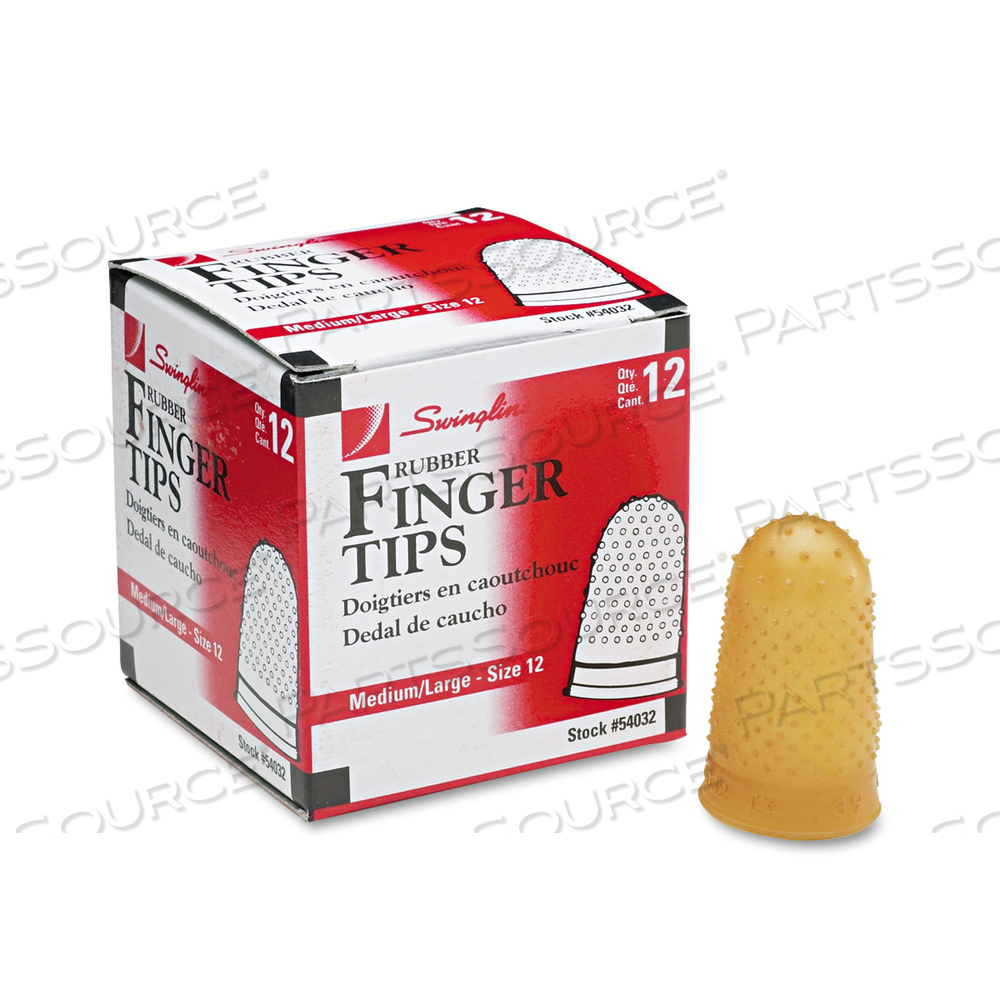 RUBBER FINGER TIPS, 12 (MEDIUM-LARGE), AMBER by Swingline GBC