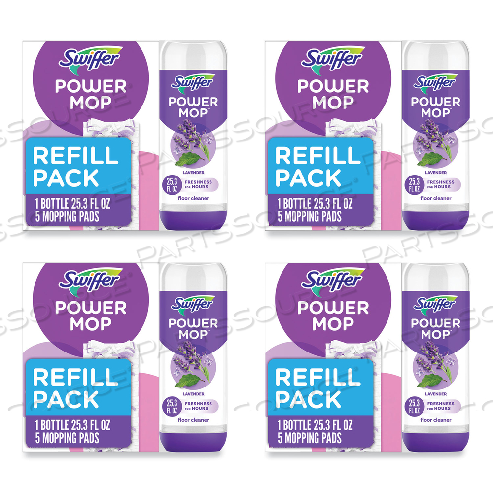 POWERMOP CLEANING SOLUTION AND PADS REFILL PACK, LAVENDER, 25.3 OZ BOTTLE AND 5 PADS PER PACK by Swiffer