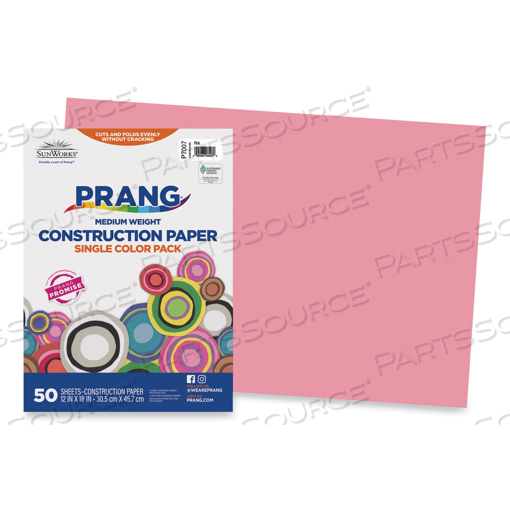 SUNWORKS CONSTRUCTION PAPER, 50 LB TEXT WEIGHT, 12 X 18, PINK by Prang