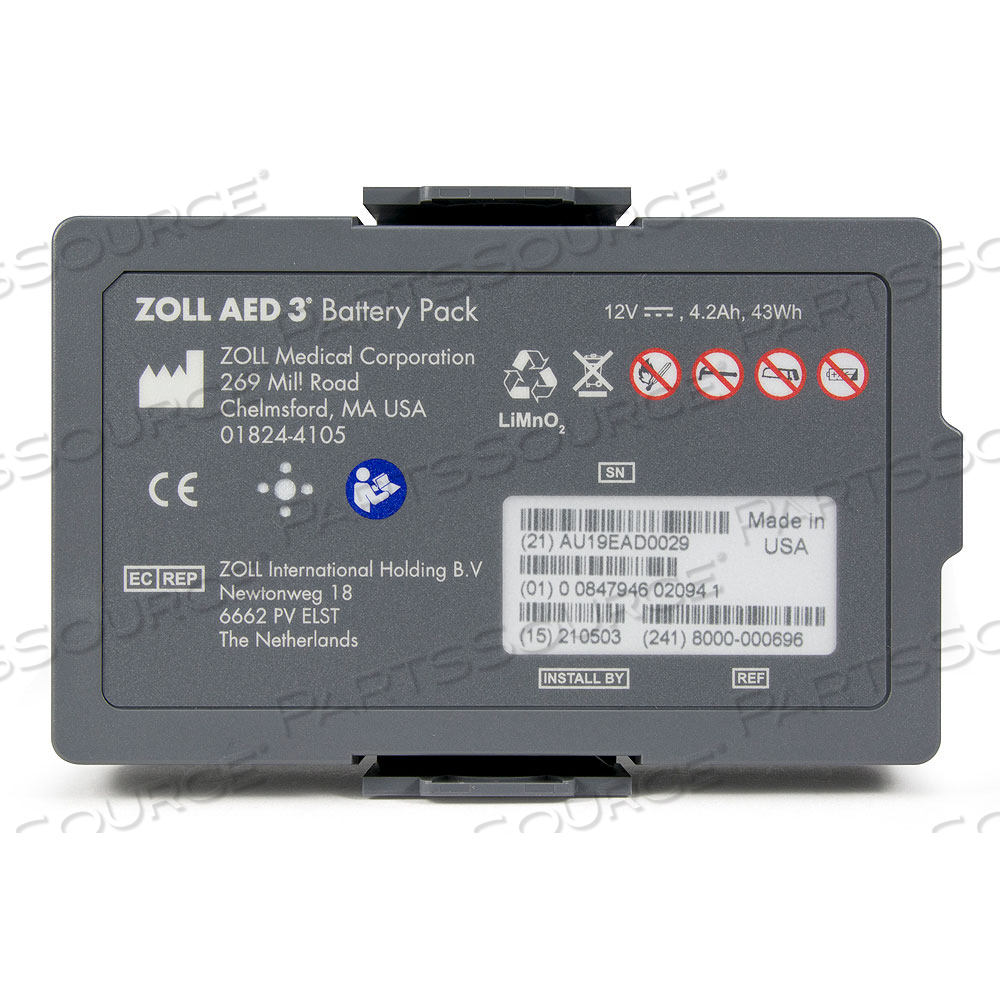 NON-RECHARGEABLE LITHIUM MANGANESE DIOXIDE DIAGNOSTIC BATTERY PACK FOR ZOLL AED 3™ by ZOLL Medical Corporation