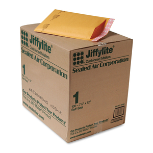 JIFFYLITE SELF-SEAL BUBBLE MAILER, #1, BARRIER BUBBLE AIR CELL CUSHION, SELF-ADHESIVE CLOSURE, 7.25 X 12, BROWN KRAFT, 100/CT by Sealed Air