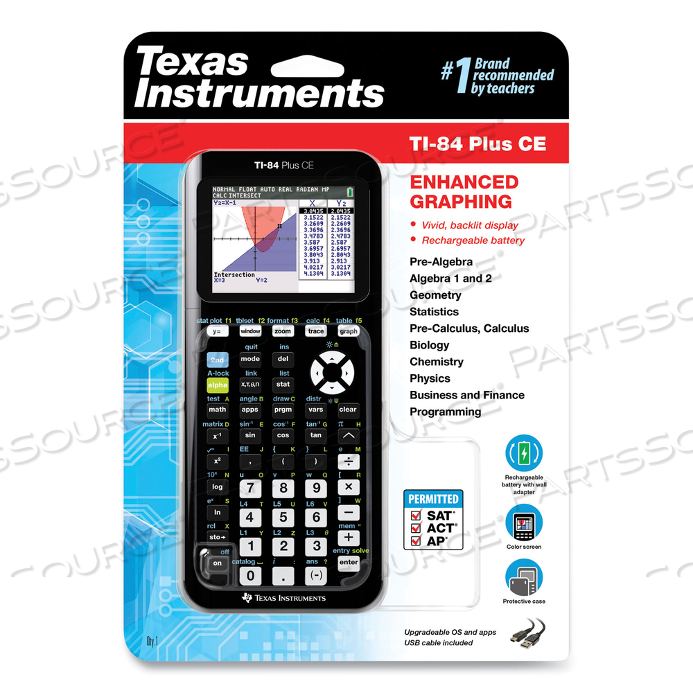 TI-84 PLUS CE PROGRAMMABLE COLOR GRAPHING CALCULATOR, 10-DIGIT LCD, BLACK by Texas Instruments