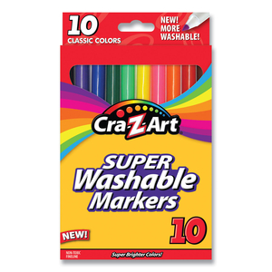 SUPER WASHABLE MARKERS, FINE BULLET TIP, ASSORTED COLORS, 10/SET by Cra-Z-Art