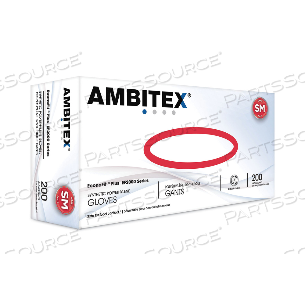 ECONOFIT PLUS POWDER-FREE POLYETHYLENE GLOVES, SMALL, CLEAR by Ambitex ECONOFIT PLUS POWDER-FREE POLYETHYLENE GLOVES, SMALL, CLEAR by Ambitex